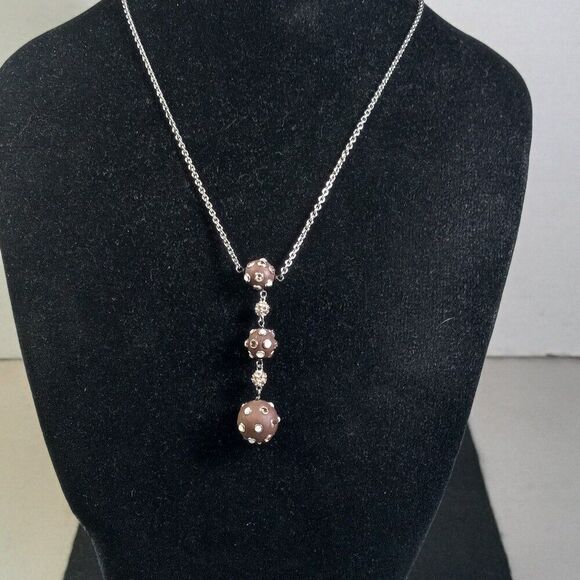 Five Sparkling Moons Pendant on Silver 925 Necklace Cottagecore Granny Chic - Picture 1 of 7